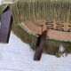 1960s, Danish armchair, original striped furniture velour, beech wood legs.