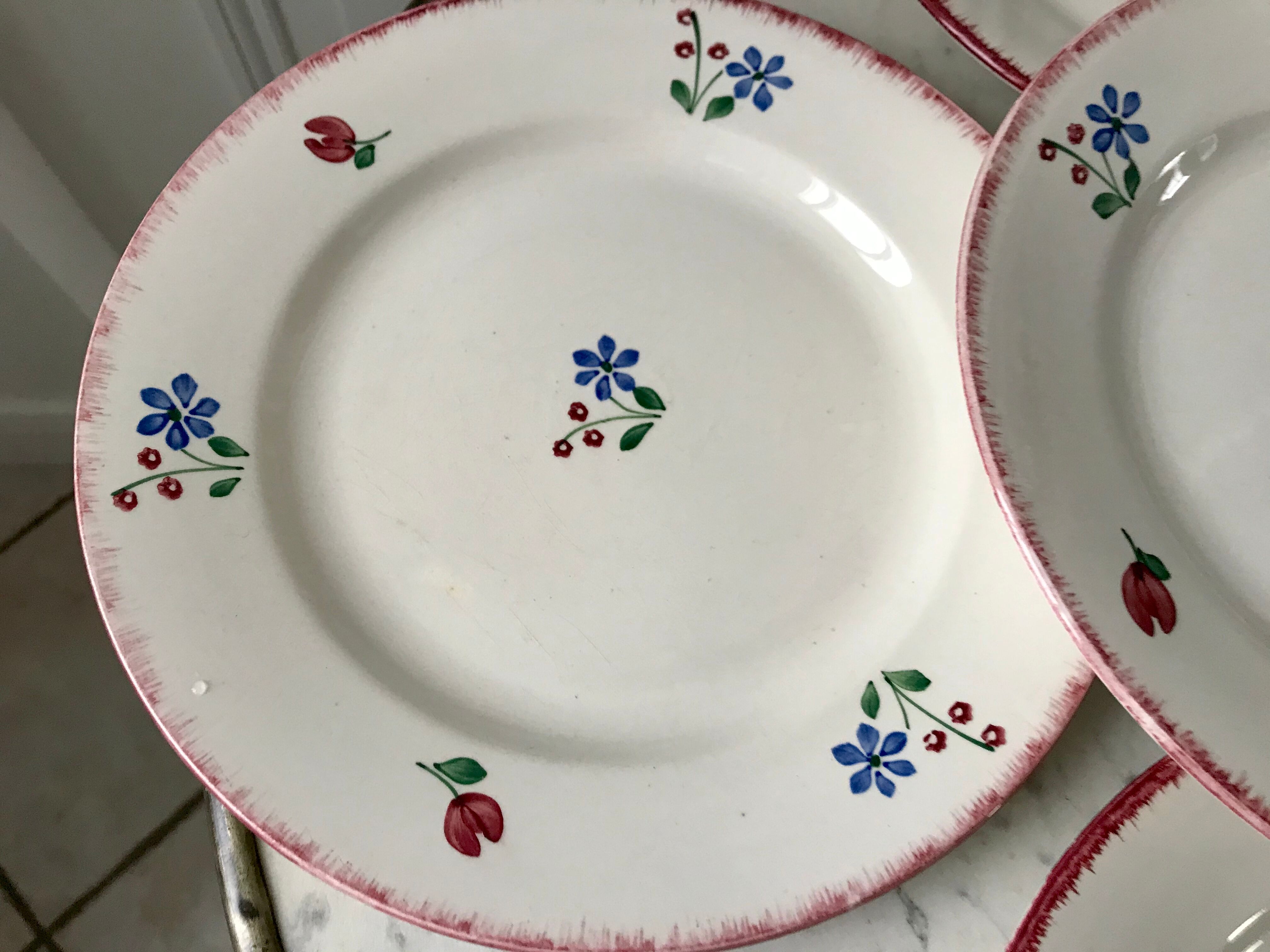 Set of 5 flat plates badonviller model "dany" years 30-40