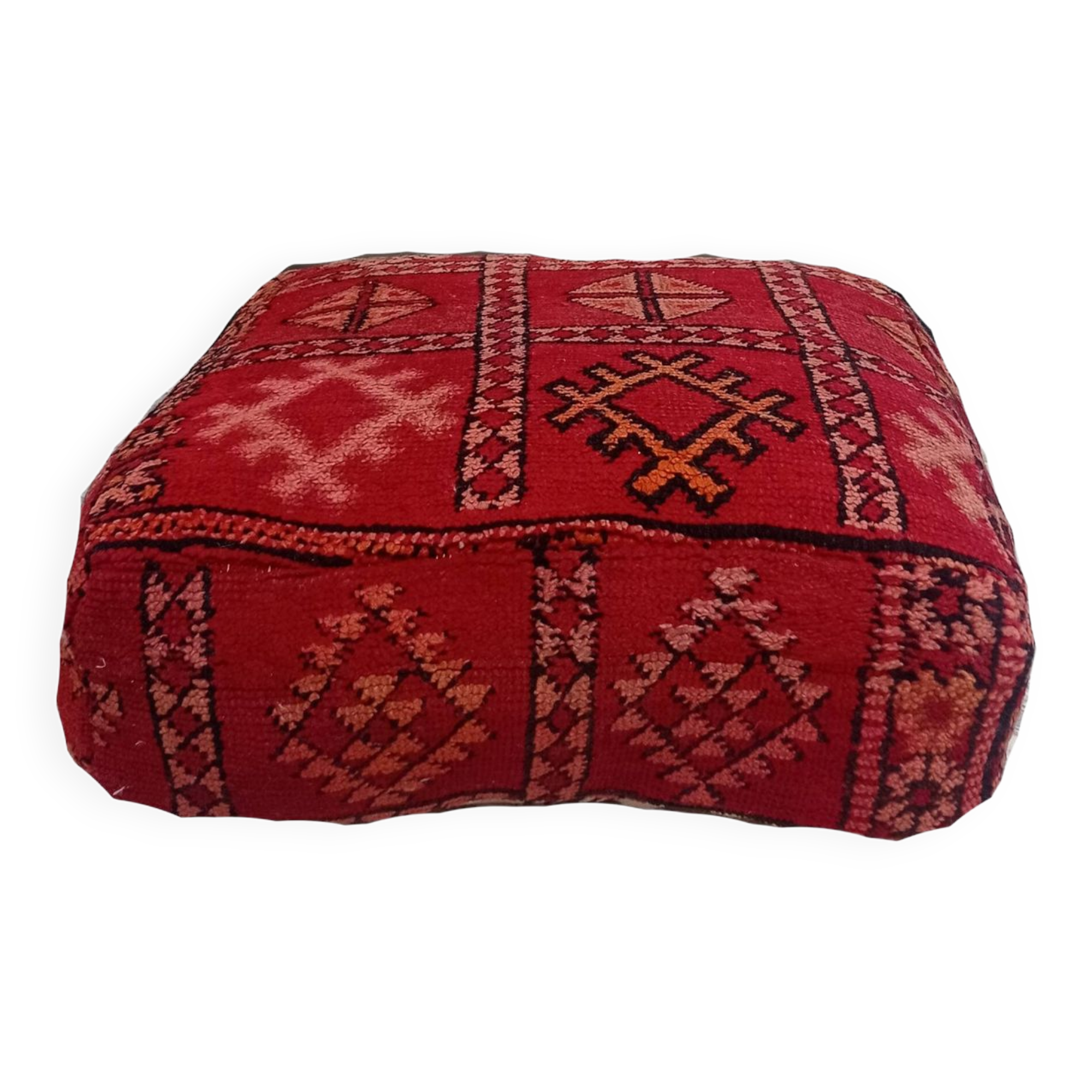 Handmade Berber pouf in wool 60 X 60 X 20 CM