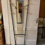 70s Trapezoidal Coat Rack with Round Chrome Hooks