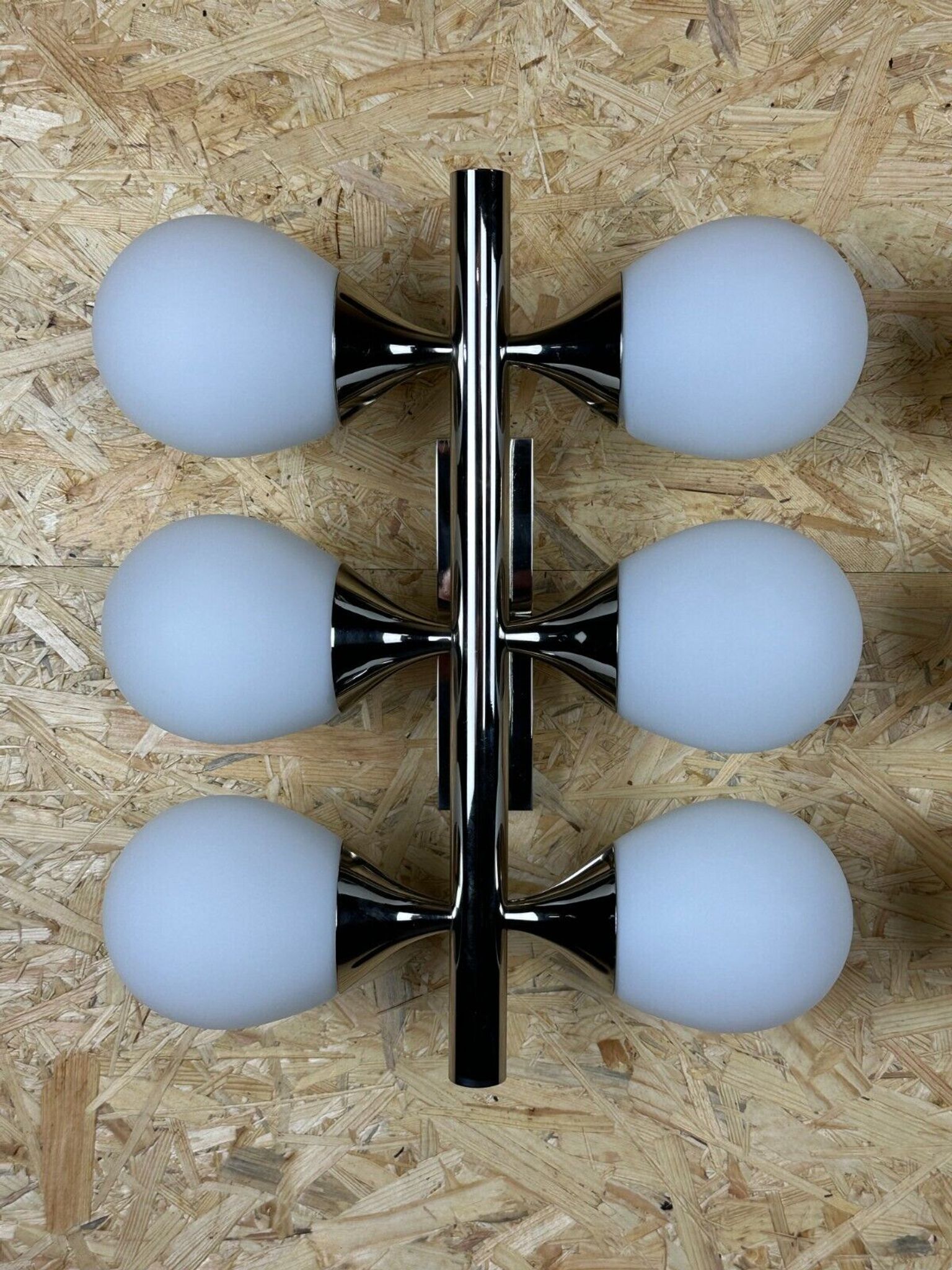 2x 60s 70s 6-bulb Sputnik wall lights by Kaiser Leuchten opal glass