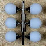 2x 60s 70s 6-bulb Sputnik wall lights by Kaiser Leuchten opal glass