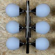 2x 60s 70s 6-bulb Sputnik wall lights by Kaiser Leuchten opal glass