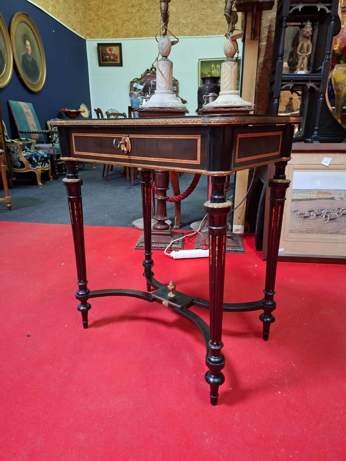 Work table/vanity in blackened wood and marquetry – Napoléon III period