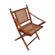 Bamboo folding chair and canning, leather and brass