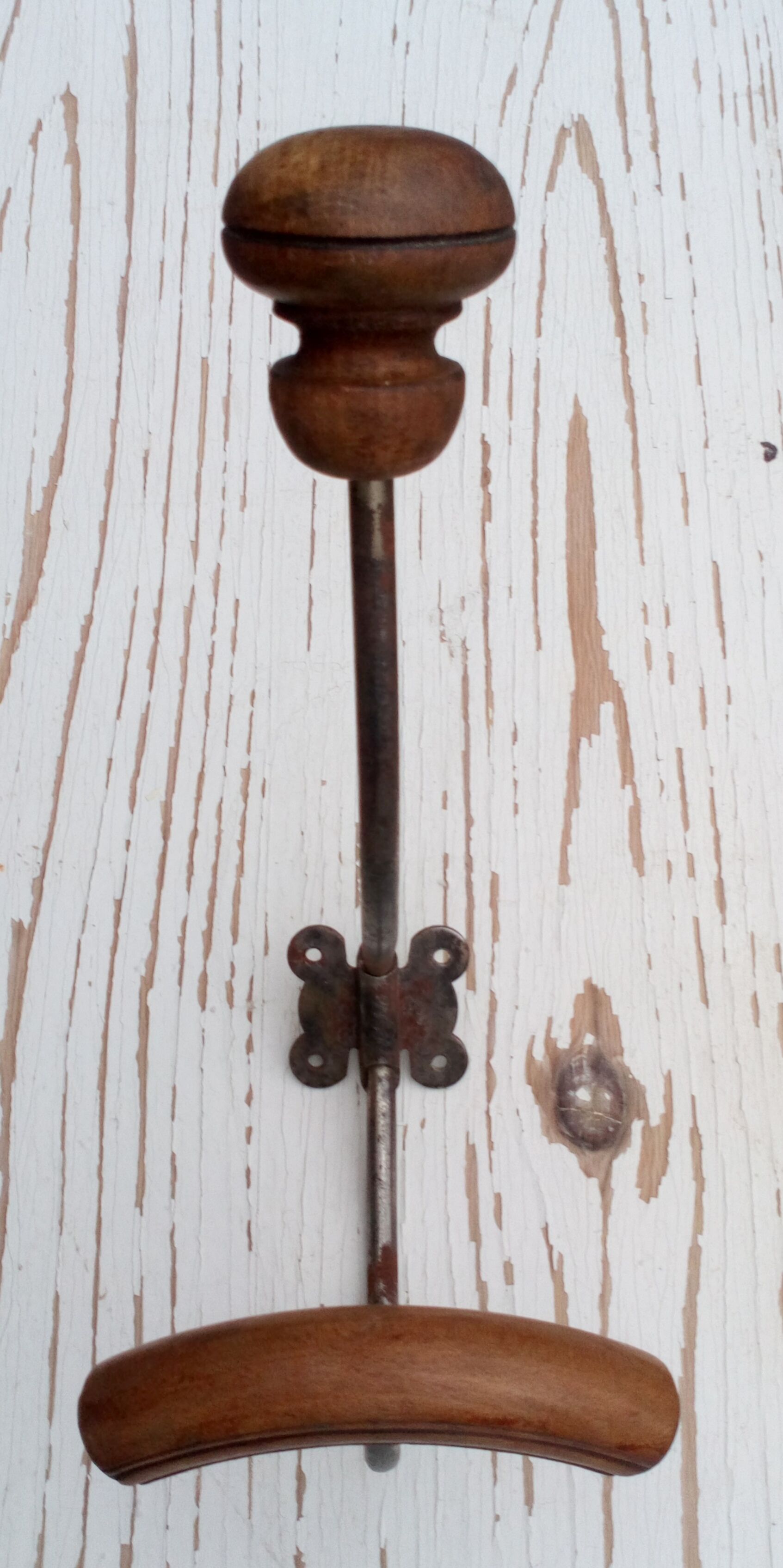Coat hook double wood and metal