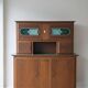 Vintage 1950s Mado sideboard - two sections - patinated wood & art deco glass