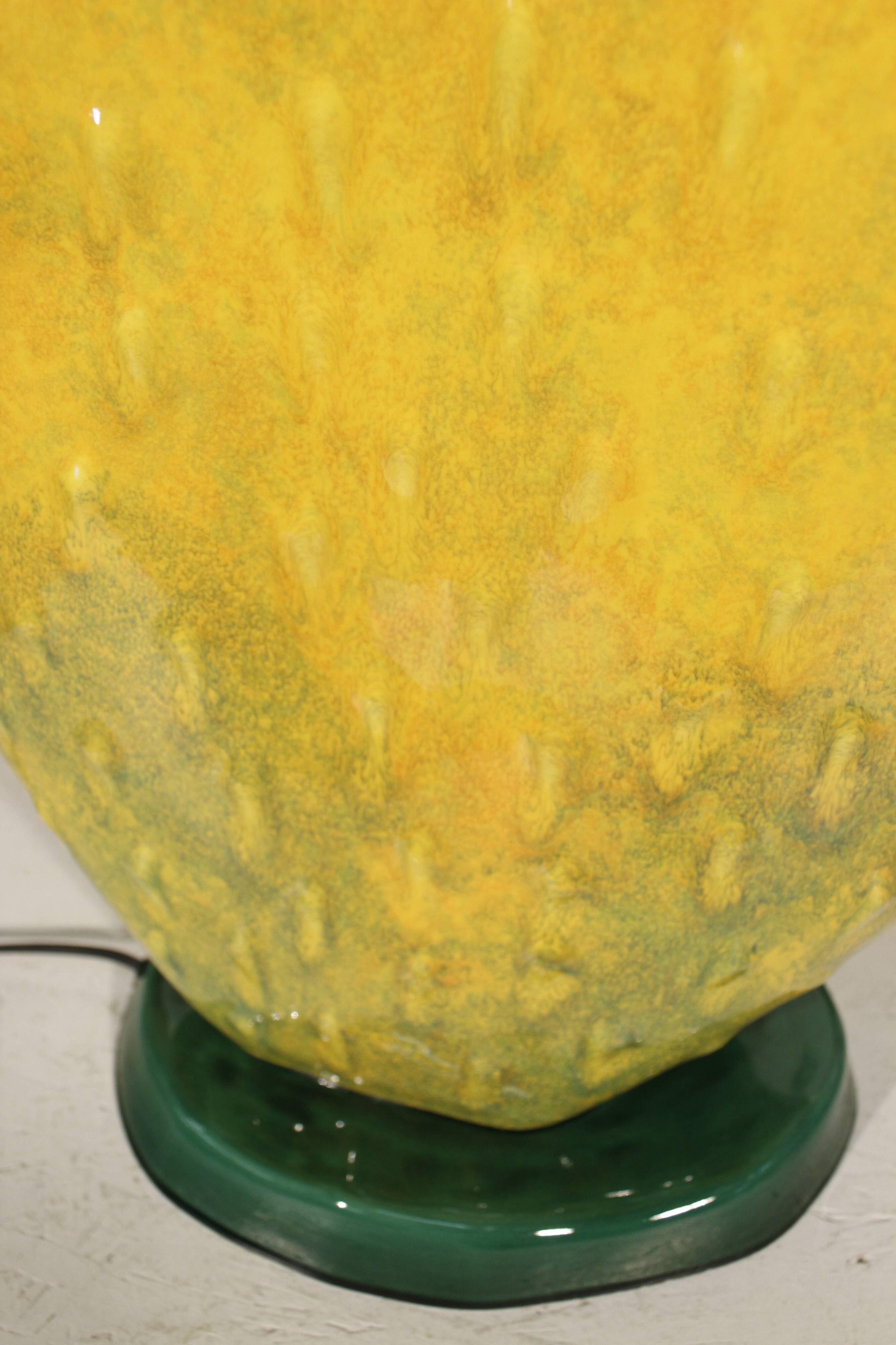Ceramic cactus lamp by François Chatain, France 1990s