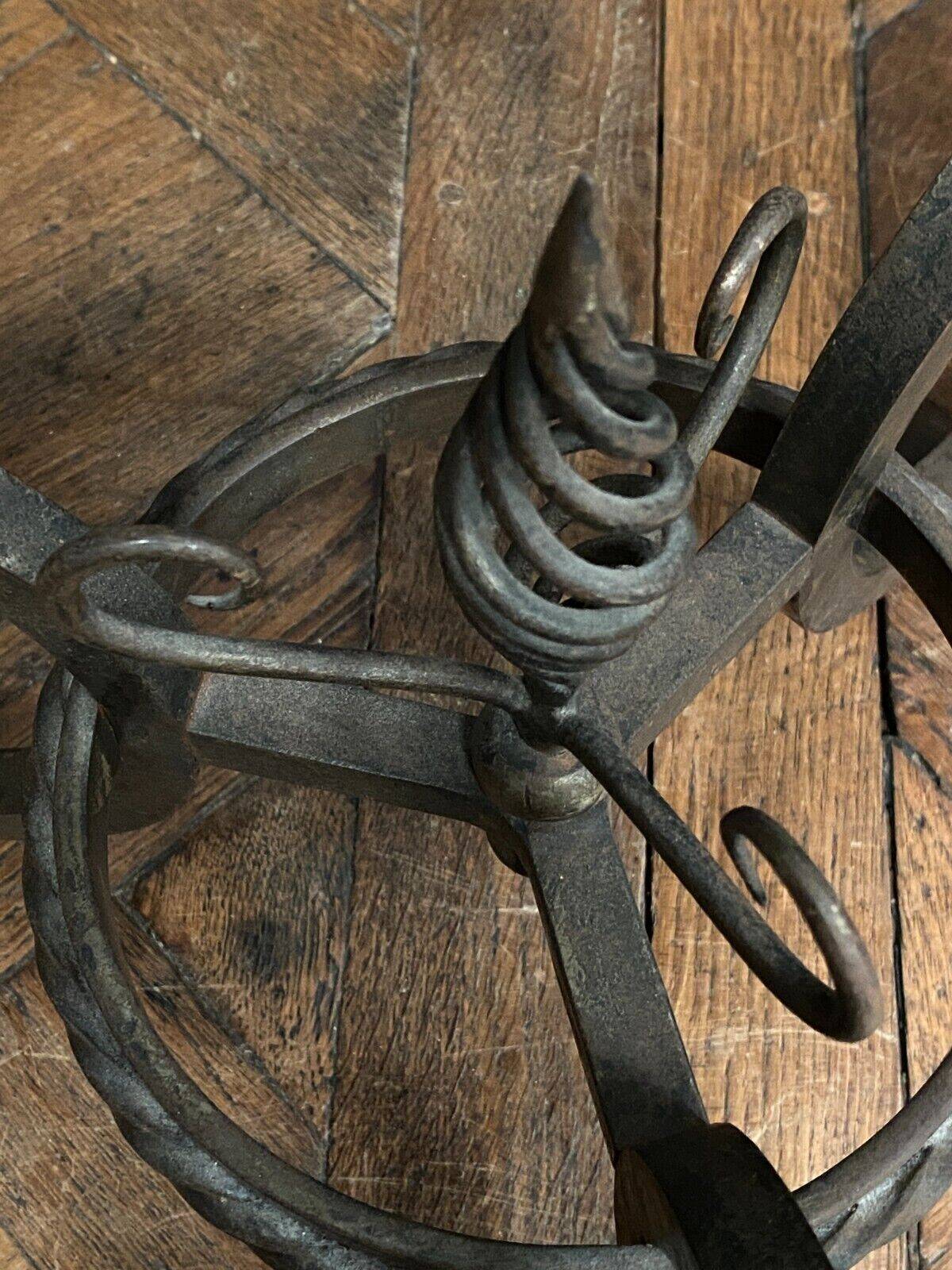 Ironwork pedestal table 1930 Art Deco glass top