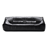 Stunning Sandra sofa in new black leather by Annie Hieronimus for Cinna France