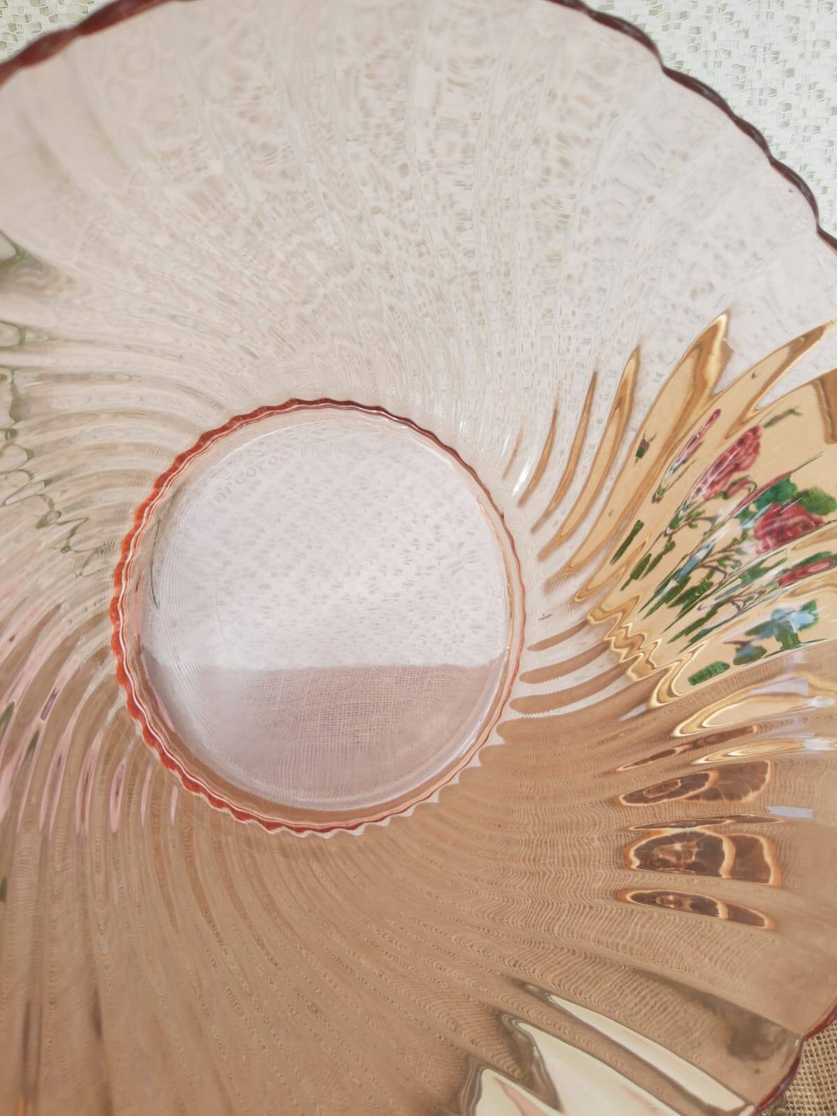 Set of salad bowls and 6 twisted glass bowls Rosaline Arcoroc vintage