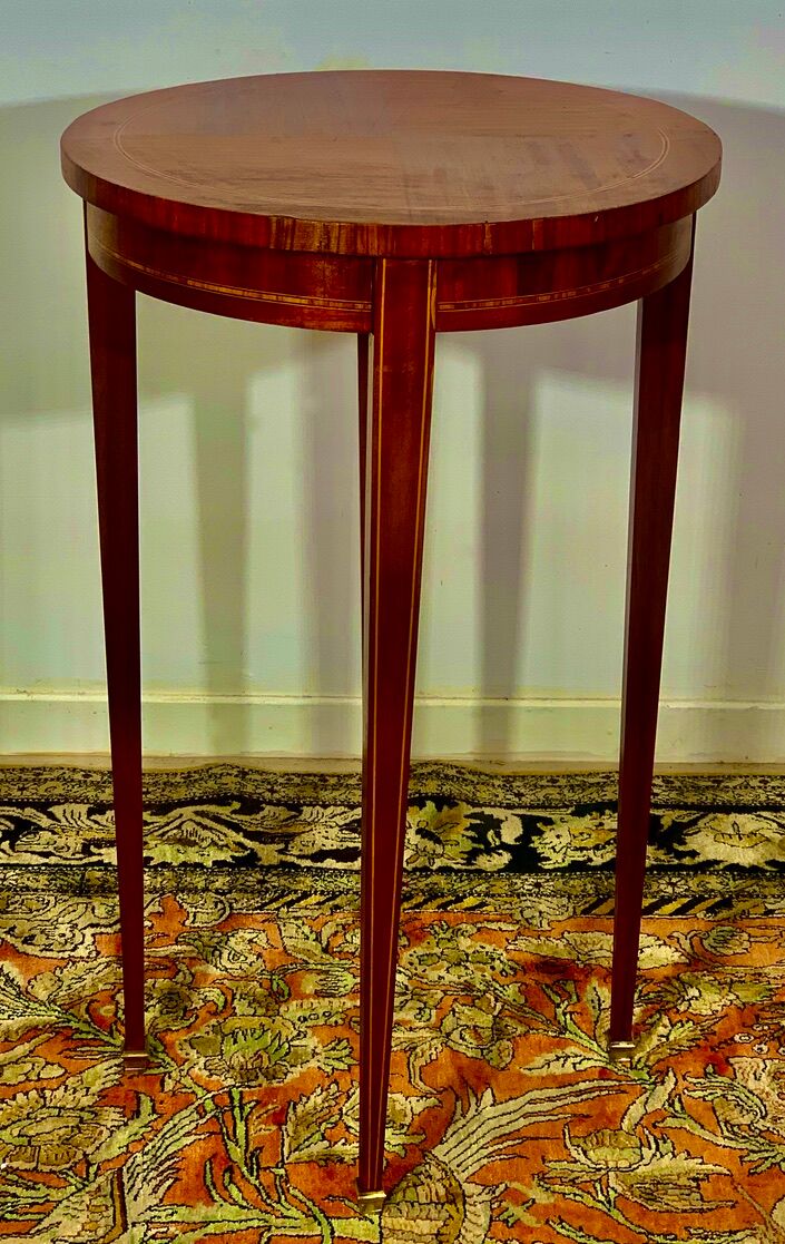 Louis xvi style pedestal table, rosewood, ebony and lemon tree