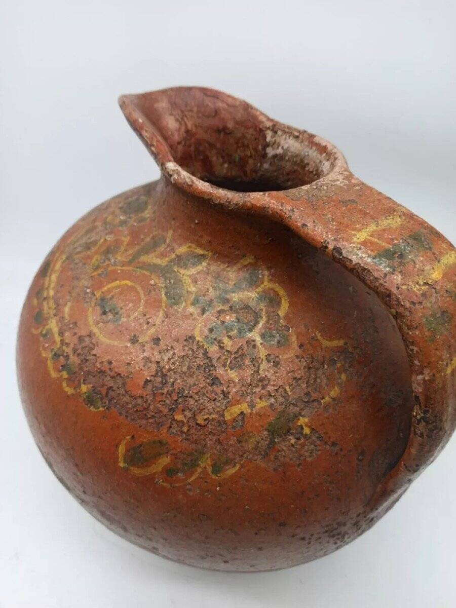Vase, pichet ancien en terre cuite vernissée, Toscane Italie XVIIème siècle