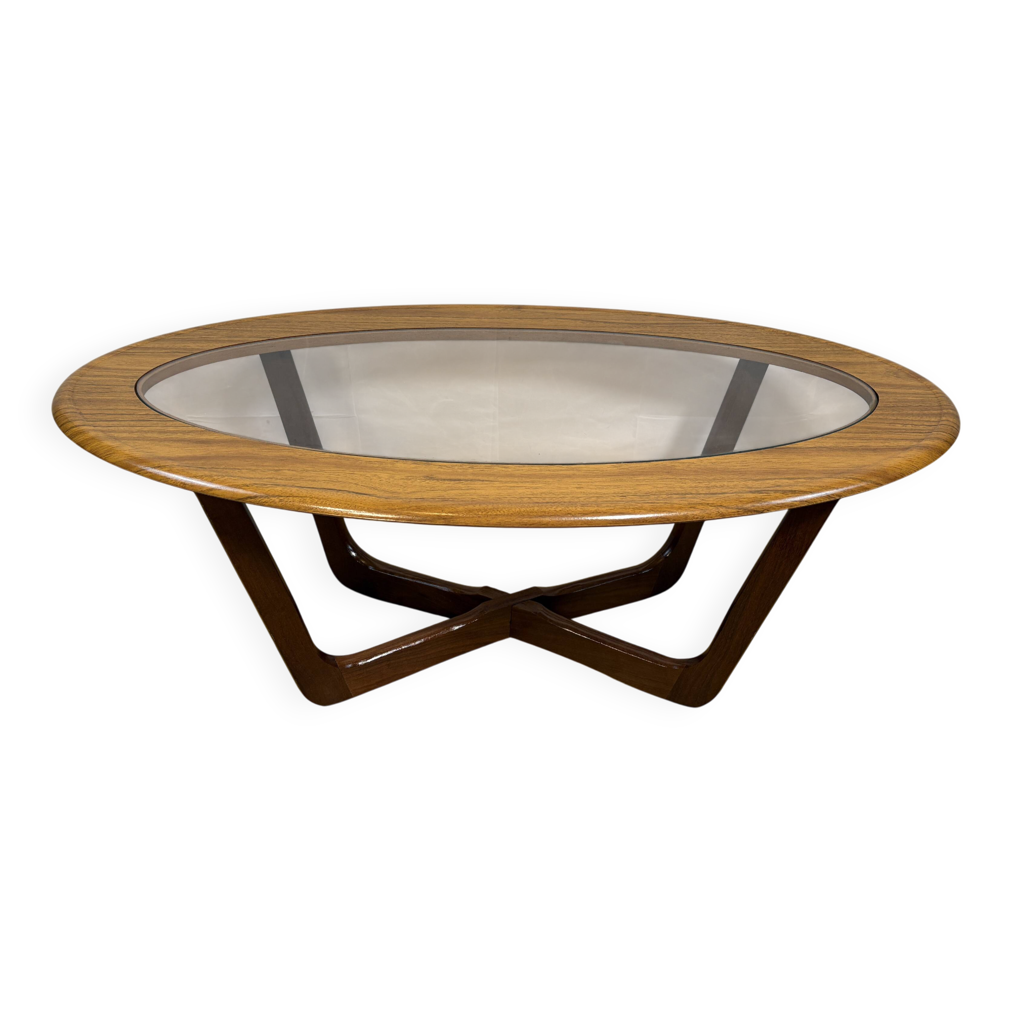 Mid-Century Retro Vintage Coffee Table by Schreiber   Formica Top • Glass D