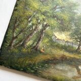 Oil painting on canvas landscape dated 1904