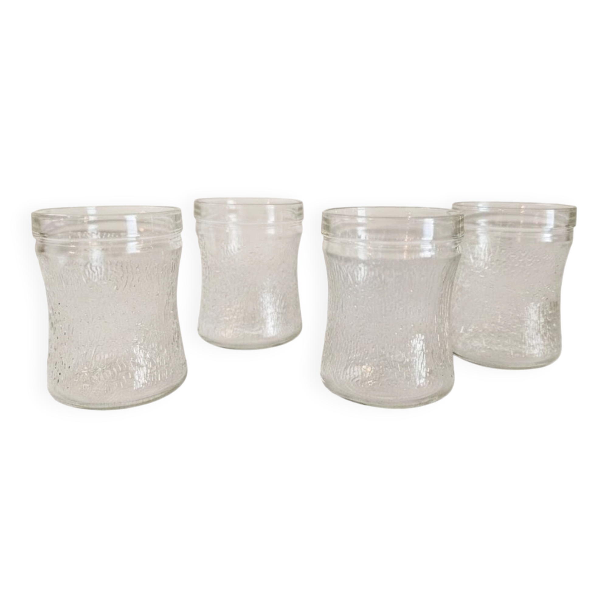 4 verres texturés en verre moulé – années 1970