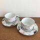 Set of tea cups with saucers fine porcelain Japan flowers