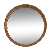 Vintage rattan round mirror