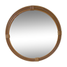 Vintage rattan round mirror