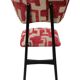 Chaise papillon du milieu du siècle, tissu jacquard rouge beige, bois noir, Europe, années 1960