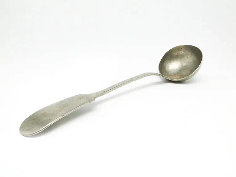 Minimalist sauce ladle, silver-plated brass, United Kingdom, early 20th century
