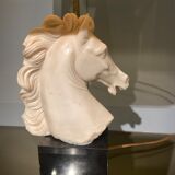 Vintage Neo Classic-style lamp in resin and golden lampshade