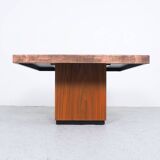 coffee table in copper and teak by heinz lilienthal, 1970s