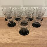 Set of 8 retro wine glasses in engraved glass