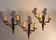 Set of 3 Empire style wall lights in bronze and gilded and green lacquered brass, Circa 1950.