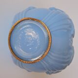 Art Deco vase in molded and pressed opaline. Stamped CLA France décor of Birds