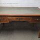 Flat leather desk, Louis-Philippe style, side pull-outs.