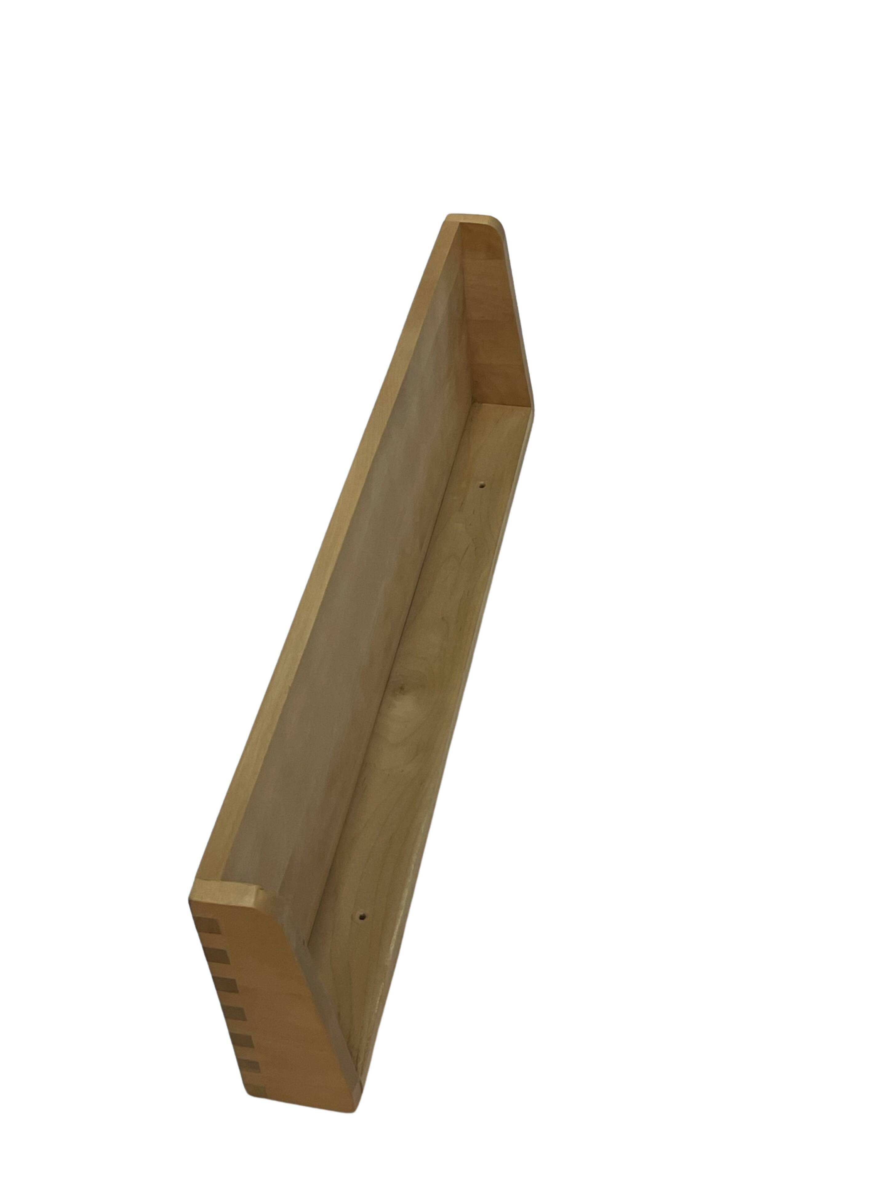 Vintage wooden wall shelve rack bookshelf in pinewood