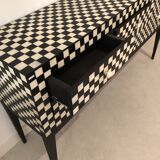 Black and white checkered resine furniture