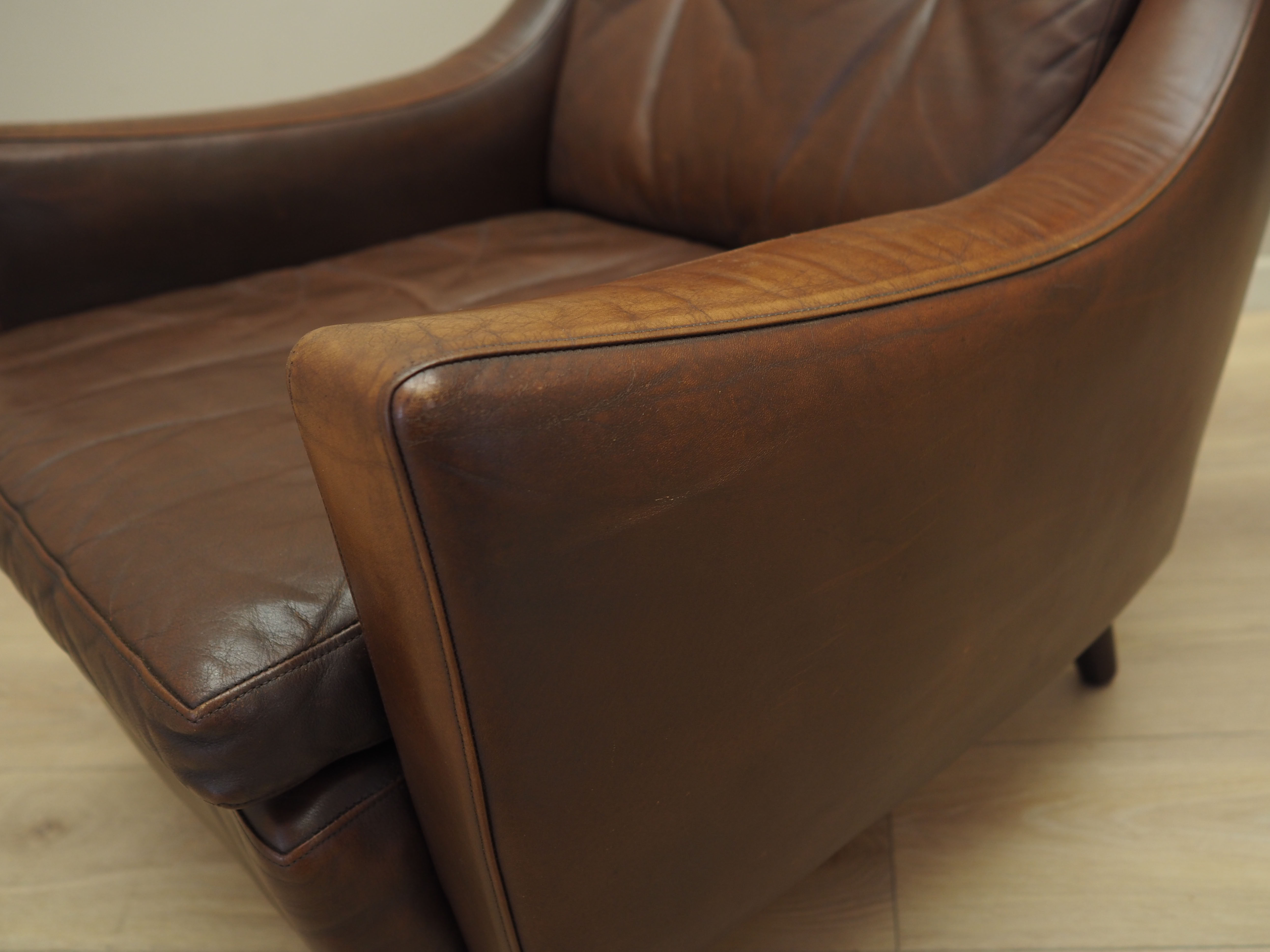 Brown leather armchair, Danish design, 1960s, designer: Edmund Jørgensen