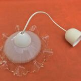 1930s Clear and Milk White Glass Ruffled Lampshade
