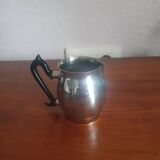 Small vintage art deco chrome-plated copper milk jug and cream pot
