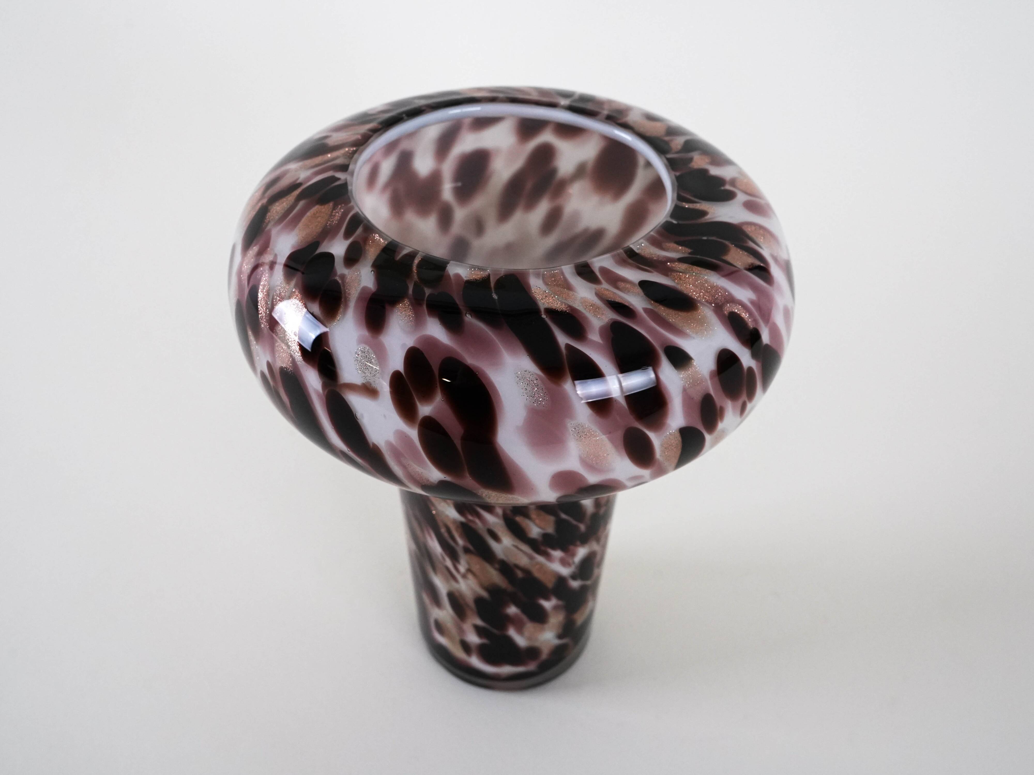 Glass leopard print vase, Italian design, 1970s, made in Italy