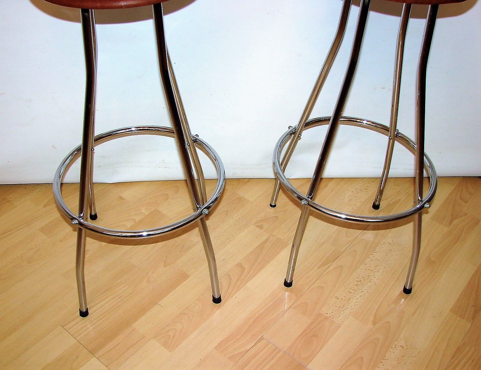 Pair of hockers, bar chairs 70s