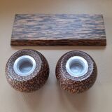Coconut Wood Salt Pepper Shaker with Stand