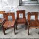 Set of 6 varnished pine chairs