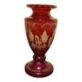 Vase with Hyacinth era Napoleon III , Bohemian Crystal , Garnet Red