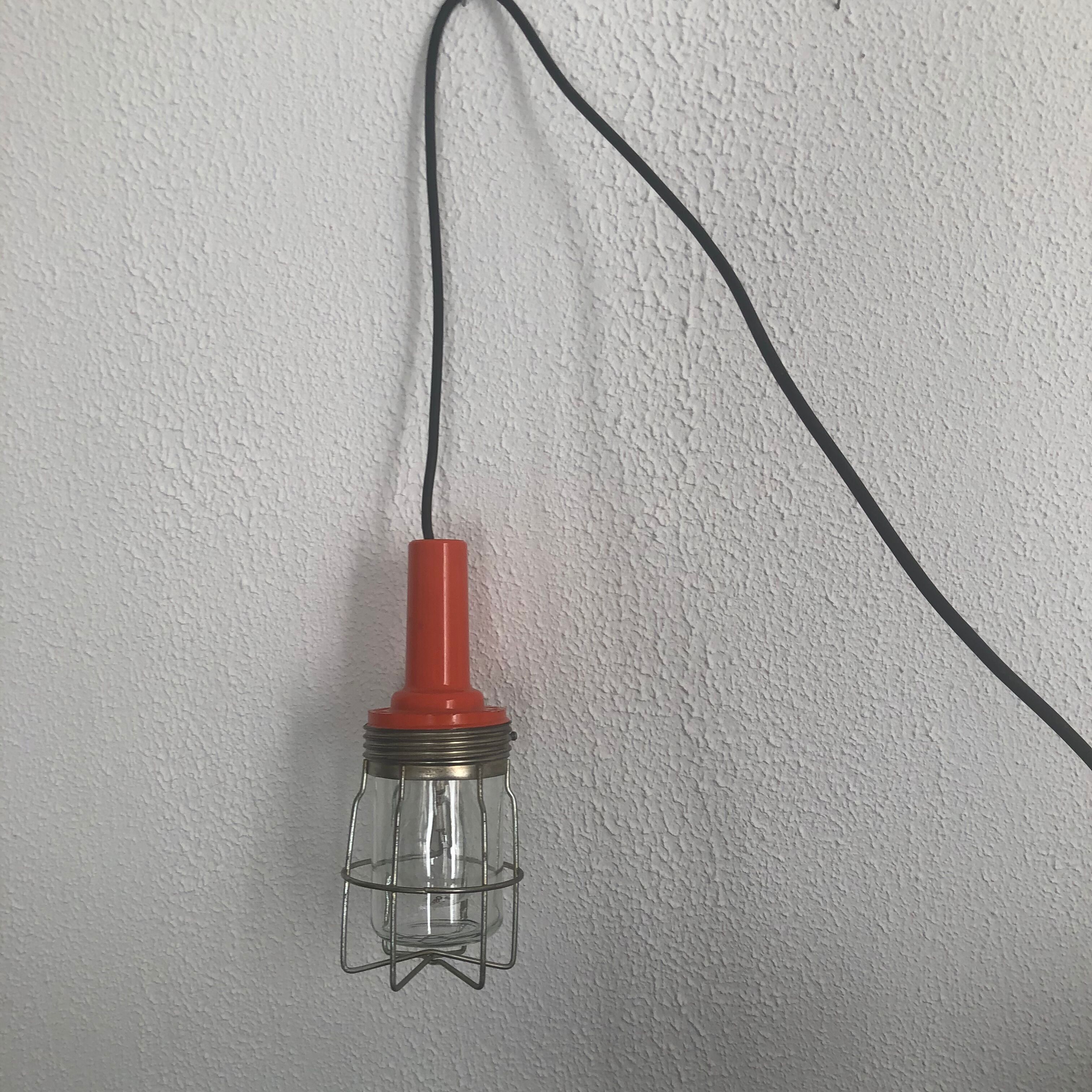 Vintage orange bakelite glass lamp - 25 cm