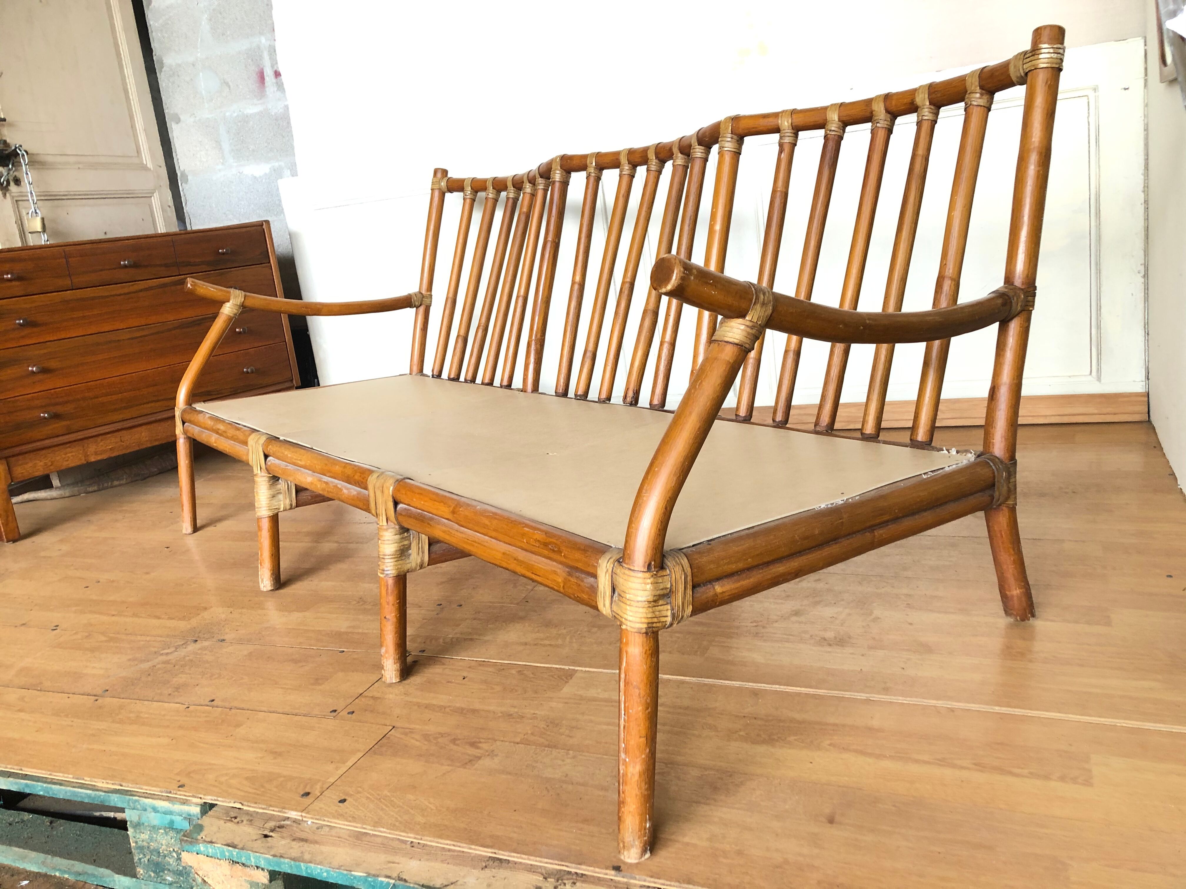 Banquette rotin vintage