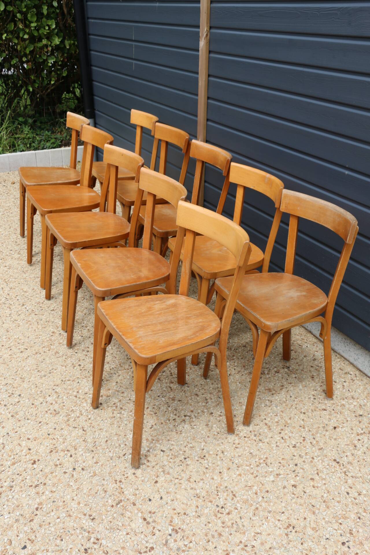 10 BAUMANN chairs N°18 light beech