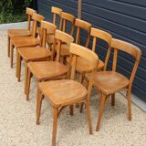 10 BAUMANN chairs N°18 light beech