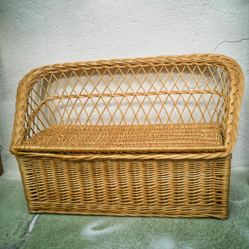 Banc coffre en osier