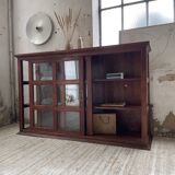 Mahogany sideboard with sliding glass doors