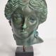 Antique style statue head, verdigris patina, signed Art Team, H 20 cm