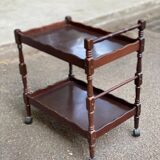 Solid wood serving trolley on wheels