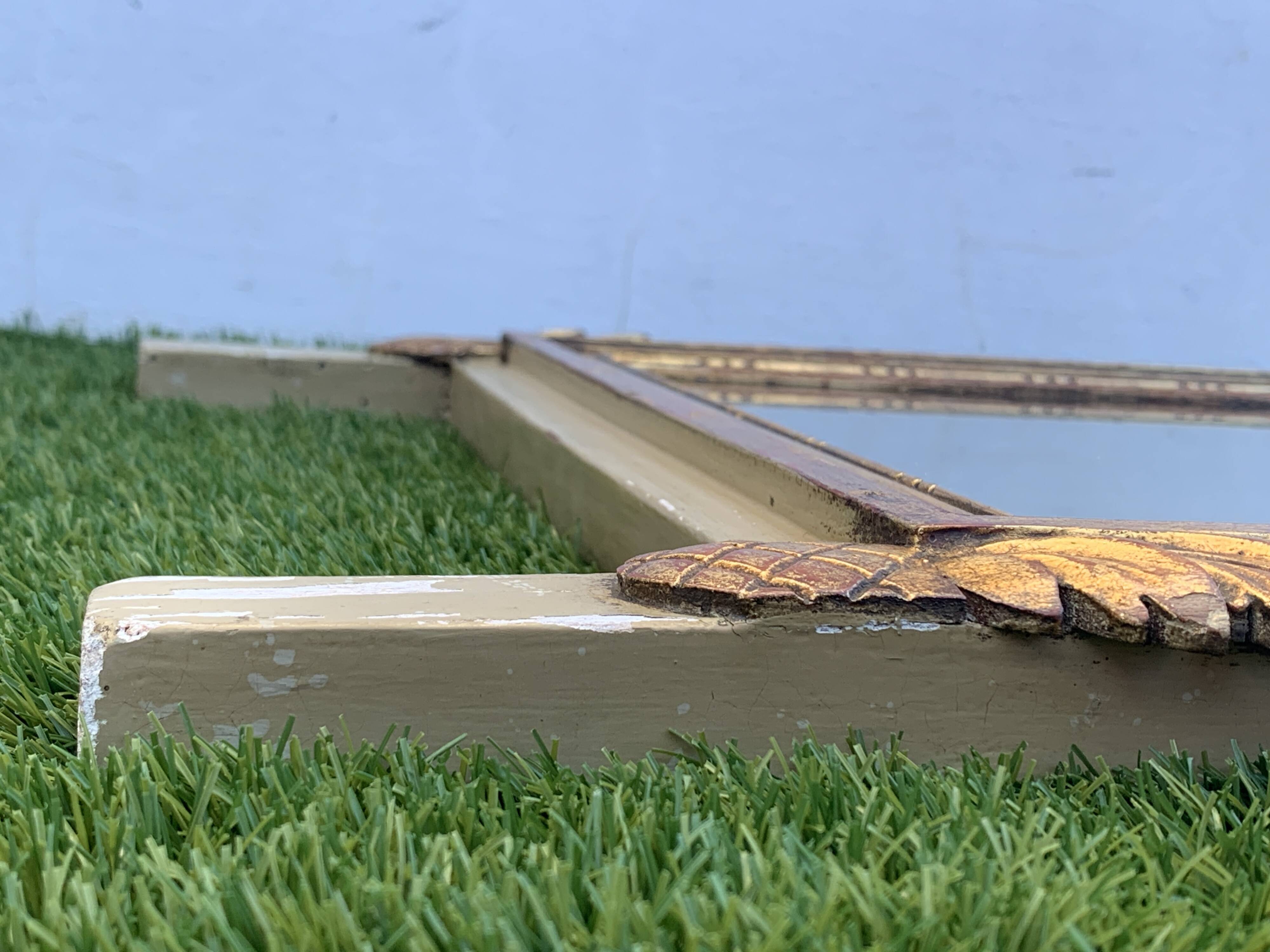 Antique mirror with gilded wood pediment, Louis XVI style
